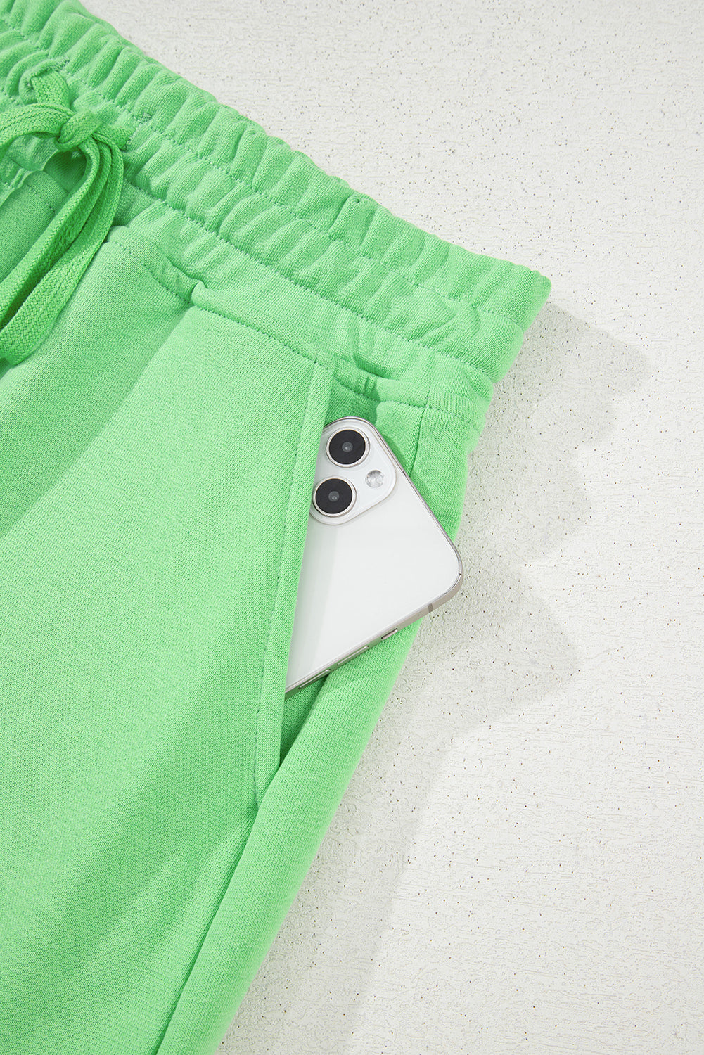 Light Green French Terry Drawstring Mini Skort with Pockets Skirts & Petticoat JT's Designer Fashion
