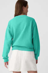 Aruba Blue Solid Fleece Lined Drop Shoulder Terry Sweatshirt Sweatshirts & Hoodies JT's Designer Fashion