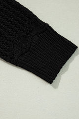 Black Crochet Hollow Out Open Front Cardigan Cardigans JT's Designer Fashion