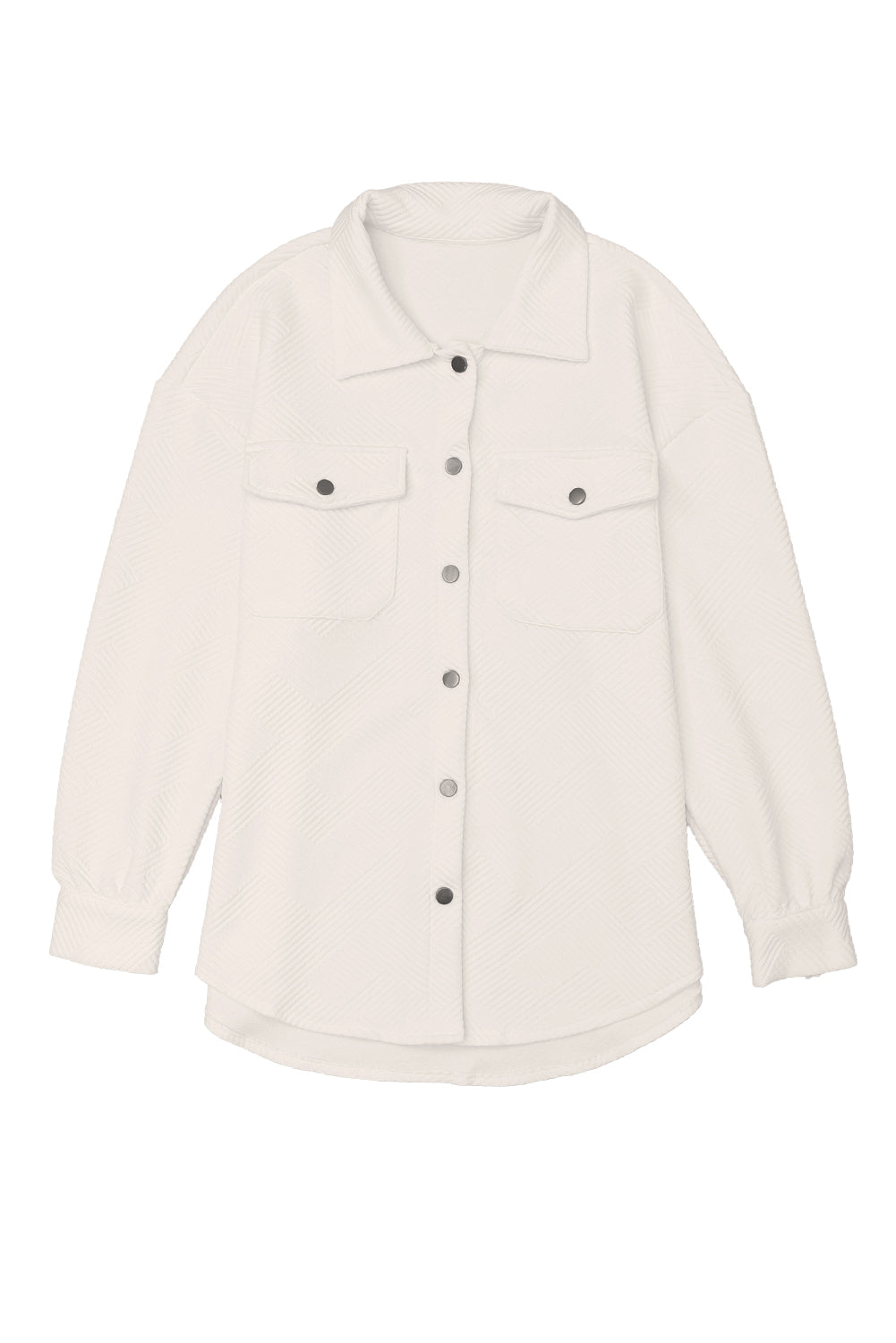 Solid Textured Flap Pocket Buttoned Shacket Jackets JT's Designer Fashion
