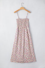 Multicolour Bohemian Ditsy Floral Smocked Fit Flare Sundress Floral Dresses JT's Designer Fashion