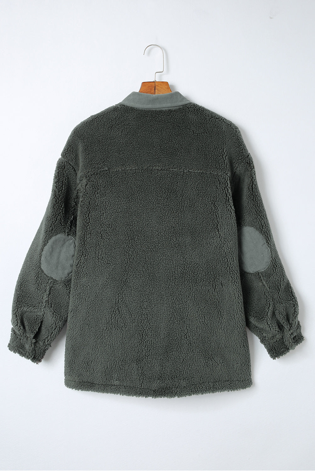 Gray Corduroy Trim Elbow Patch Sherpa Jacket Jackets JT's Designer Fashion