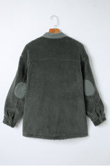 Gray Corduroy Trim Elbow Patch Sherpa Jacket Jackets JT's Designer Fashion