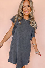 Black Wishful Thinking Ribbed Flutter Sleeve Dress Dresses JT's Designer Fashion