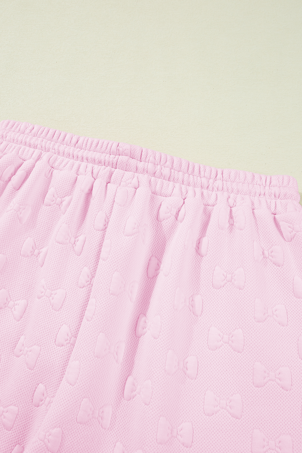Pink Bow Jacquard Ruffle Sleeve Short 2pcs Outfit Short Sets JT's Designer Fashion