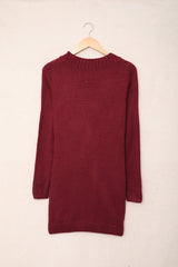 Burgundy Front Pocket and Buttons Closure Cardigan Sweaters & Cardigans JT's Designer Fashion
