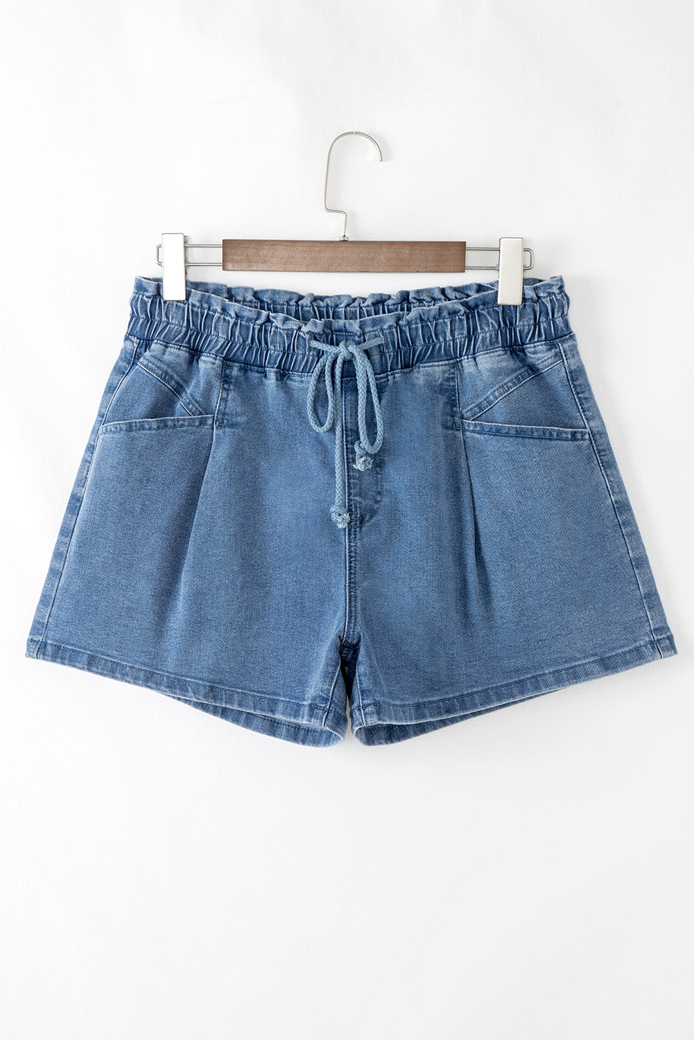 Ashleigh Blue Drawstring High Waist Casual Denim Shorts with Pockets Denim Shorts JT's Designer Fashion