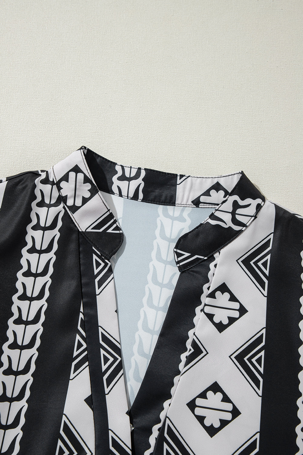 Black Geometric Print V Neck Ruffled Dress Mini Dresses JT's Designer Fashion