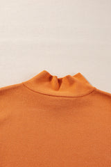 Straw Yellow Color Contrast Edge Mock Neck Slim Fit Sweater Sweaters JT's Designer Fashion