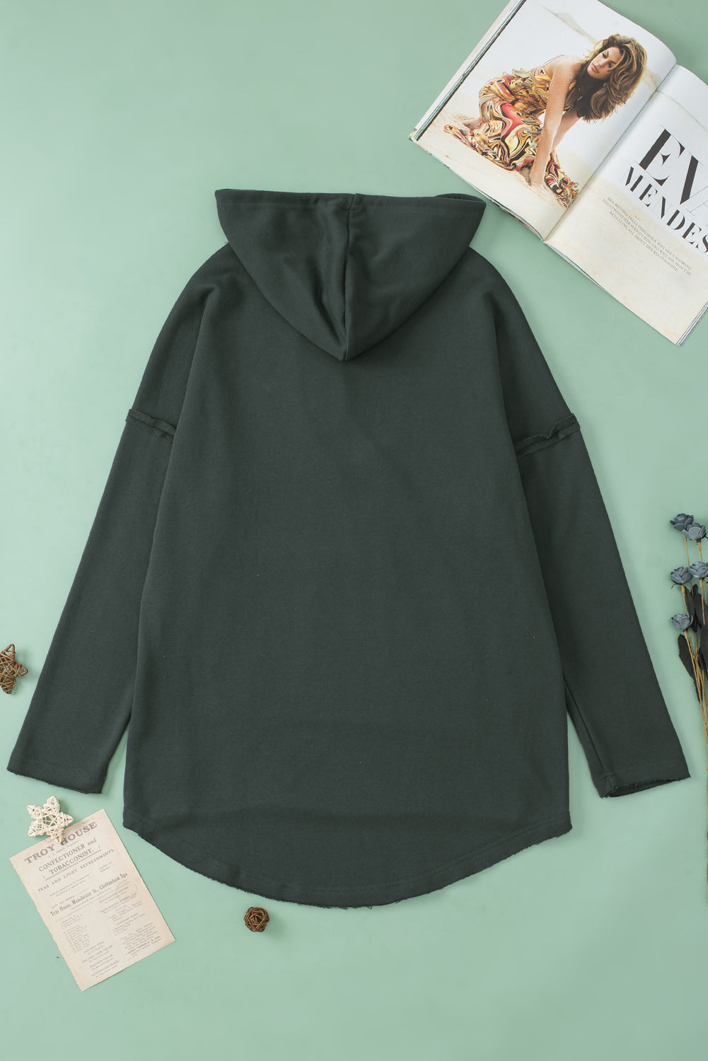 Gray Exposed Seam Raw Edge Hoodie with Pockets Sweatshirts & Hoodies JT's Designer Fashion