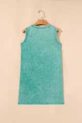 Sea Green Mineral Wash Tank Mini Dress with Pockets Mini Dresses JT's Designer Fashion
