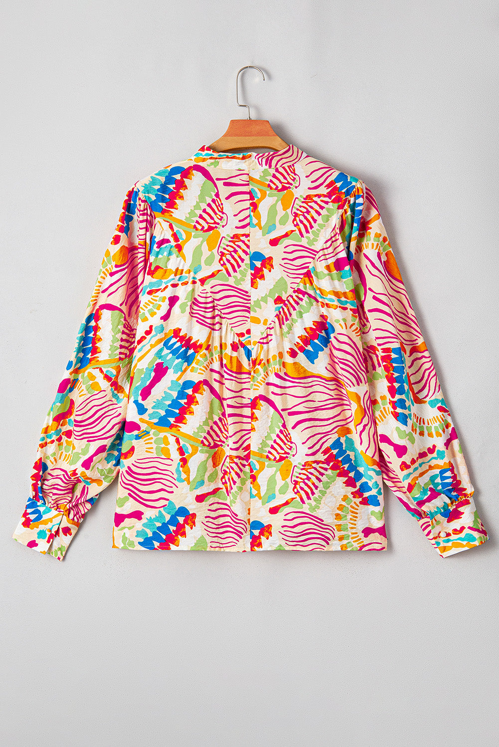 Orange Abstract Printed High Low Oversized Shirt Blouses & Shirts JT's Designer Fashion