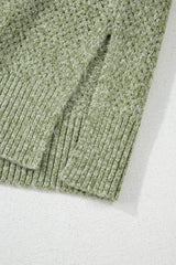 Jungle Green Loose Eyelet V Neck Drop Shoulder Sweater Sweaters JT's Designer Fashion