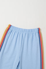 Light Blue Counting Rainbows High Waist Sweatpants Pants & Culotte JT's Designer Fashion