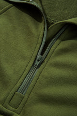 Moss Green Quarter Zip Stand Neck Kangaroo Pocket Sweatshirt Sweatshirts & Hoodies JT's Designer Fashion