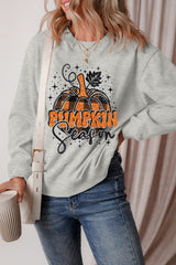 Gray Thanksgiving Pumpkin Season Drop Shoulder Sweatshirt Graphic Sweatshirts JT's Designer Fashion