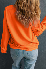 Orange Rhinestone game day Pattern Drop Shoulder Sweatshirt Graphic Sweatshirts JT's Designer Fashion
