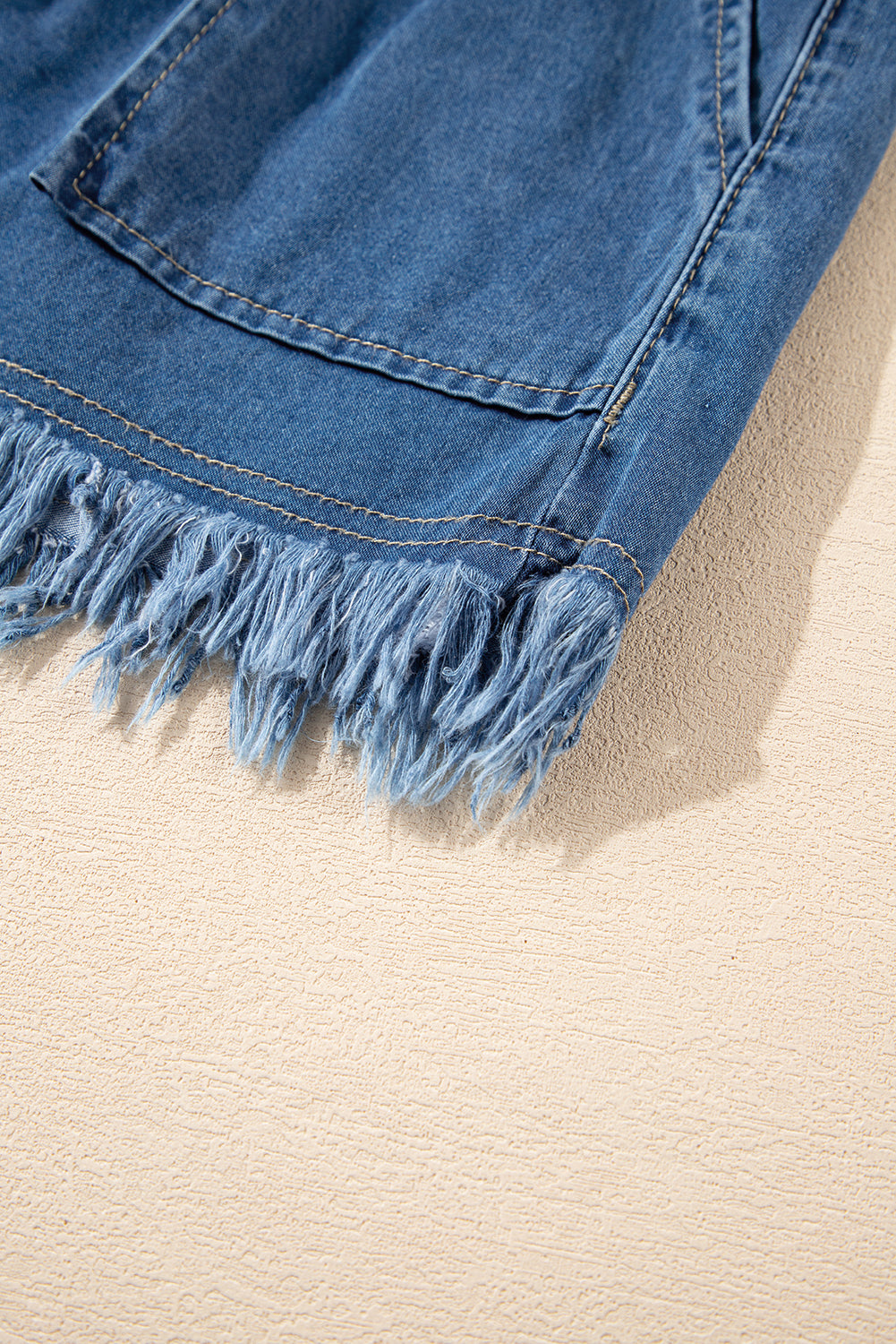 Ashleigh Blue Raw Hem Drawstring High Waist Denim Shorts with Pockets Denim Shorts JT's Designer Fashion