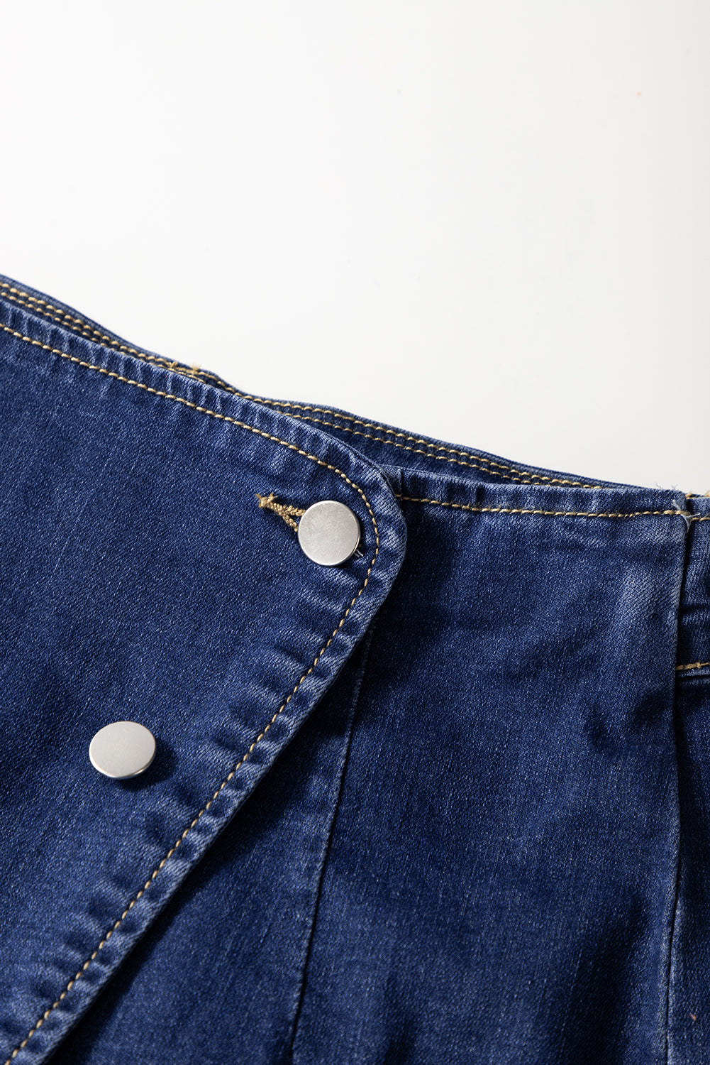 Bluing Asymmetric Wrapped Buttoned High Waist Denim Shorts Denim Shorts JT's Designer Fashion