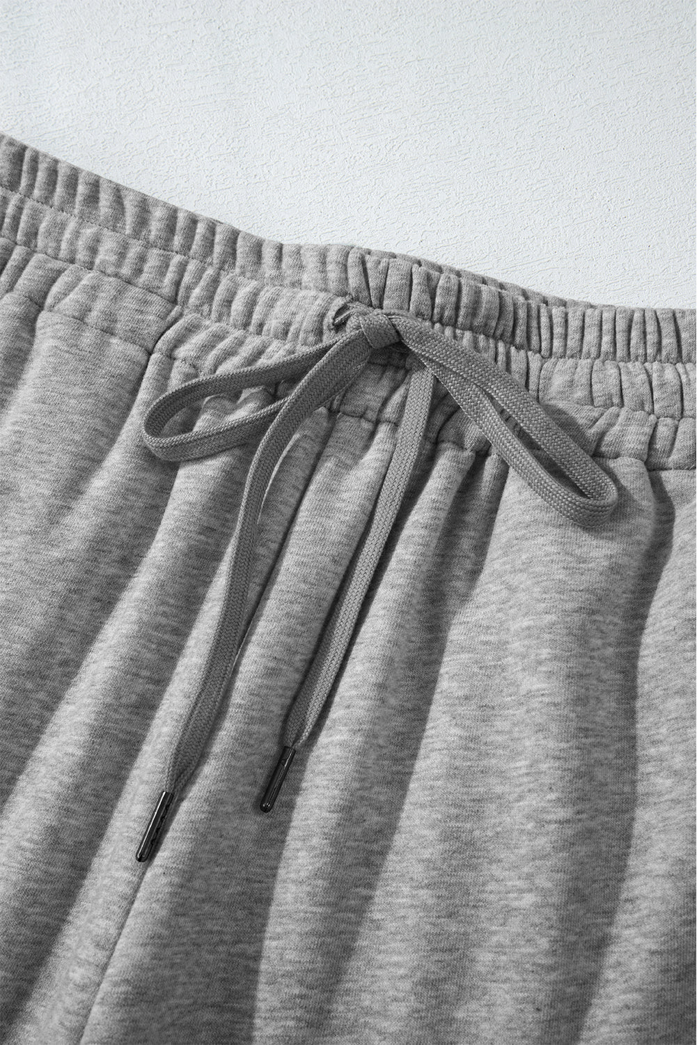 Light Grey Solid Color Fleece Lined Drawstring Waist Casual Pants Pants & Culotte JT's Designer Fashion