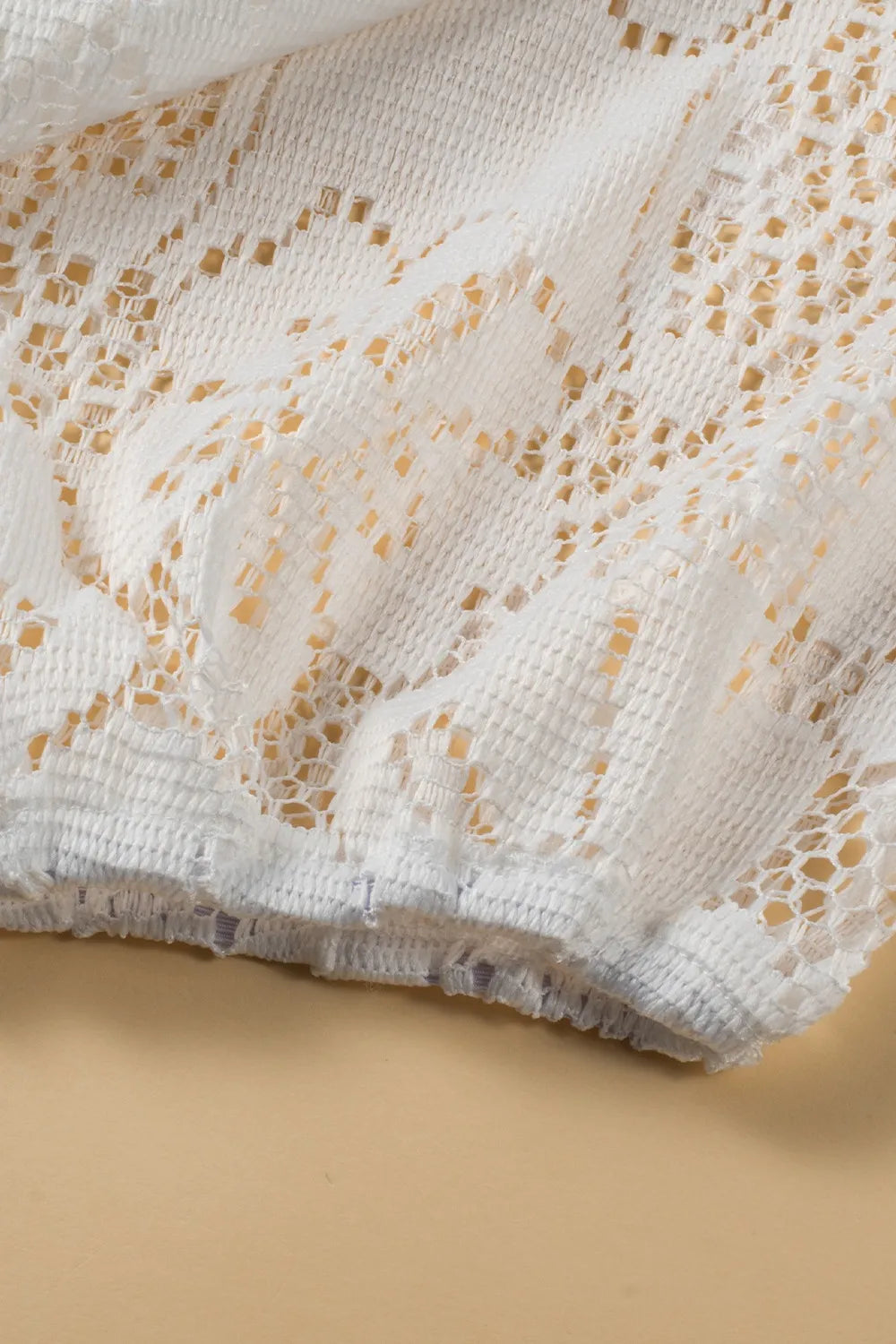Lace Crochet Hollowed Scallop Hem V Neck Blouse Blouses & Shirts JT's Designer Fashion