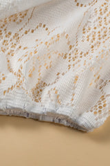 Lace Crochet Hollowed Scallop Hem V Neck Blouse Blouses & Shirts JT's Designer Fashion