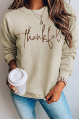 Parchment thankful Embroidered Drop Shoulder Pullover Sweatshirt Parchment 50%Polyester+50%Cotton Graphic Sweatshirts JT's Designer Fashion