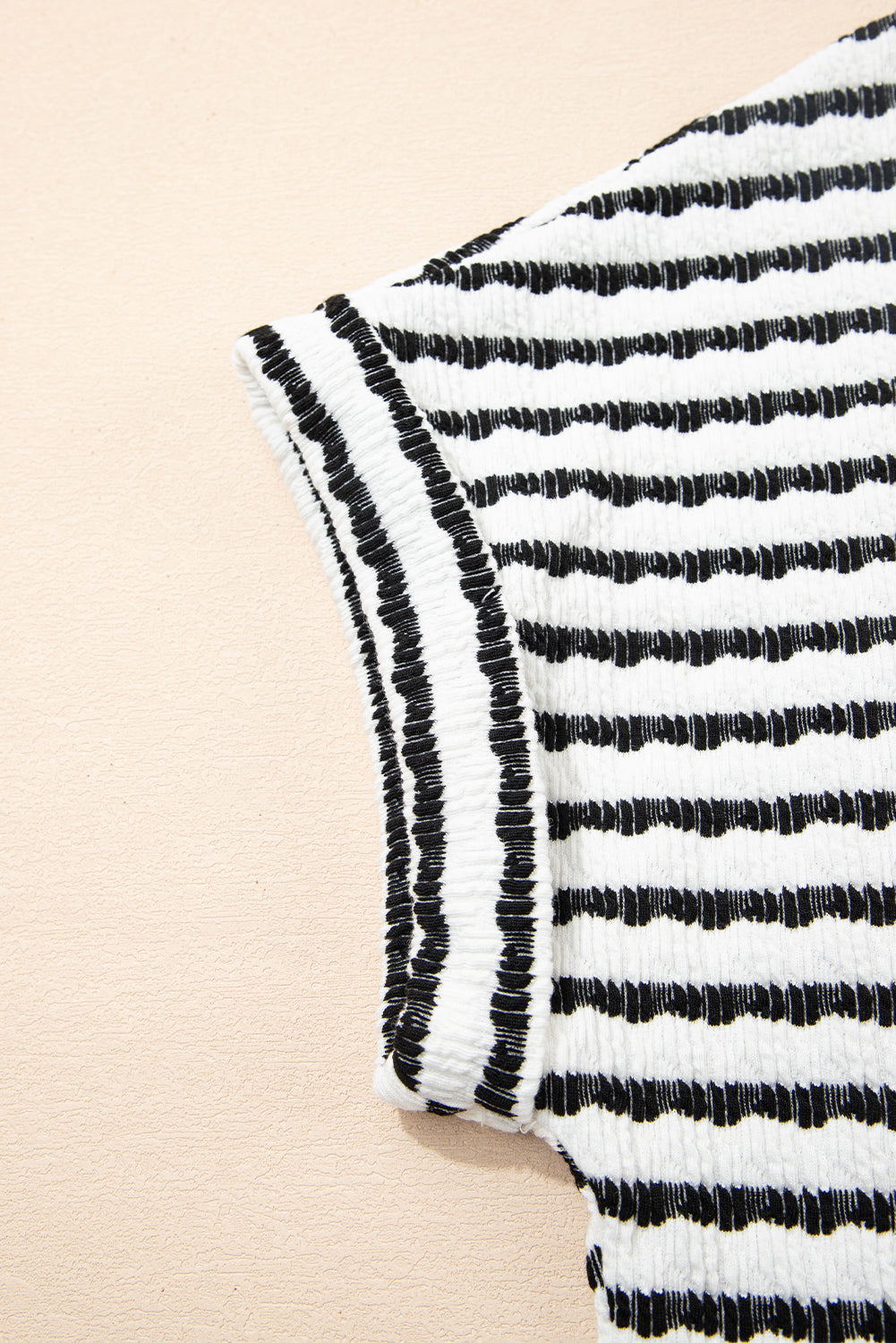 Black Stripe Knitted Short Sleeve Top and Drawstring Shorts Set Short Sets JT's Designer Fashion