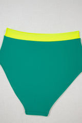 Sea Green Contrast Trim Colorblock Patchwork High Waisted Bikini High Waisted Swimsuit JT's Designer Fashion