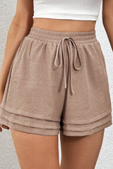 Straw Yellow Textured Tiered Edge High Waist Casual Shorts Casual Shorts JT's Designer Fashion