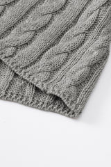 Gray Crew Neck Cable Knit Short Sleeve Sweater Sweaters & Cardigans JT's Designer Fashion