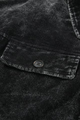 Black Vintage Distressed Mineral Wash Oversized Shacket Jackets JT's Designer Fashion