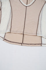 Parchment Crochet Detail Exposed Seam High Low Loose Top Long Sleeve Tops JT's Designer Fashion