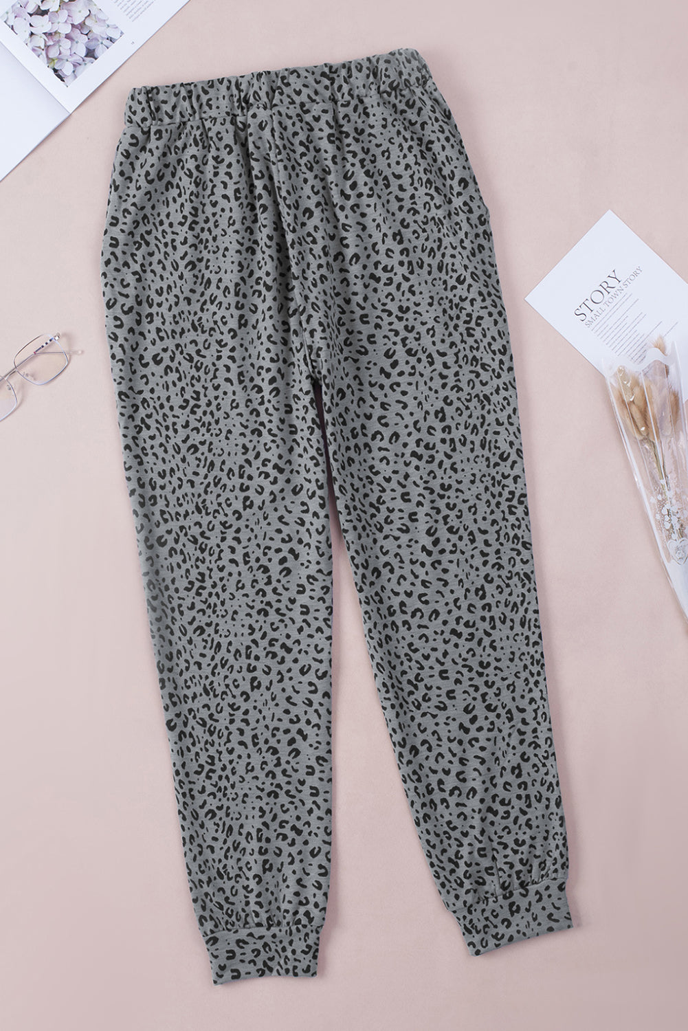 Gray Breezy Leopard Joggers Pants & Culotte JT's Designer Fashion