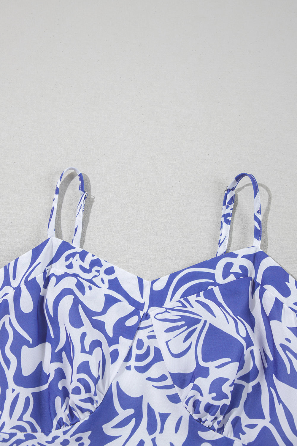 Sky Blue Floral Print Spaghetti Strap High Waist Maxi Dress Floral Dresses JT's Designer Fashion