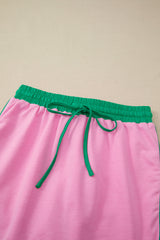 Bonbon Colorblock Edge Drop Shoulder T Shirt and Skort 2Pcs Set Short Sets JT's Designer Fashion