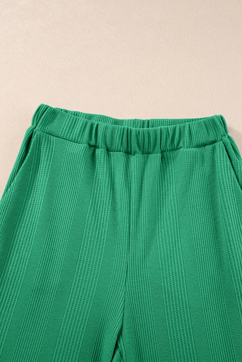 Green Solid Color Ribbed Ruffle Tank Top and Pants Set Pant Sets JT's Designer Fashion