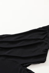Black Asymmetric One Shoulder Cutout Bodycon Dress Bodycon Dresses JT's Designer Fashion