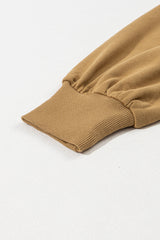 Brown Solid Kangaroo Pocket Half Zipper Oversized Hoodie Sweatshirts & Hoodies JT's Designer Fashion