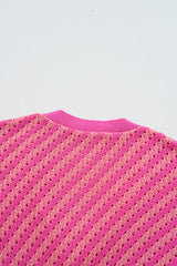 Pink Striped Buttoned V Neck Drop Shoulder Cardigan Cardigans JT's Designer Fashion