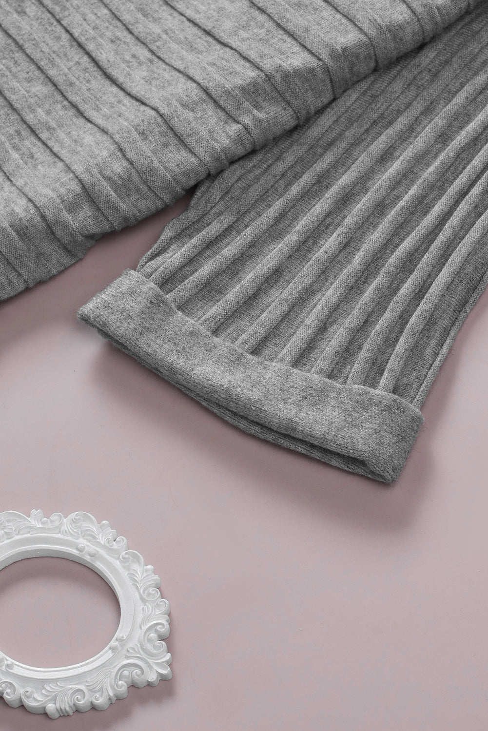 Gray Ribbed Open Front Knit Cardigan Sweaters & Cardigans JT's Designer Fashion