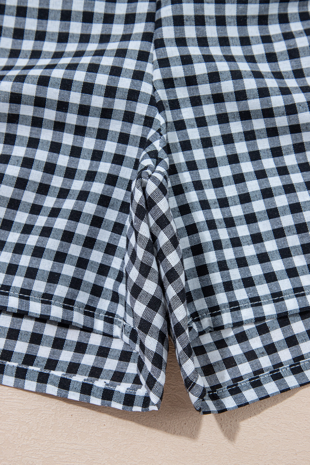 Black Gingham Printed High Waist Shorts Casual Shorts JT's Designer Fashion