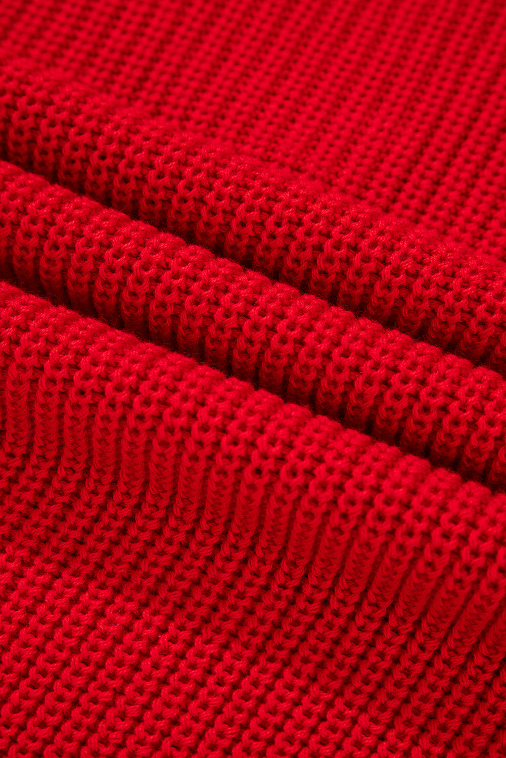 Racing Red Solid Textured Knit V Neck Drop Shoulder Sweater Sweaters JT's Designer Fashion
