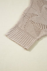 Parchment Hollow Out Knit 7/8 Sleeve Casual Sweater Sweaters JT's Designer Fashion