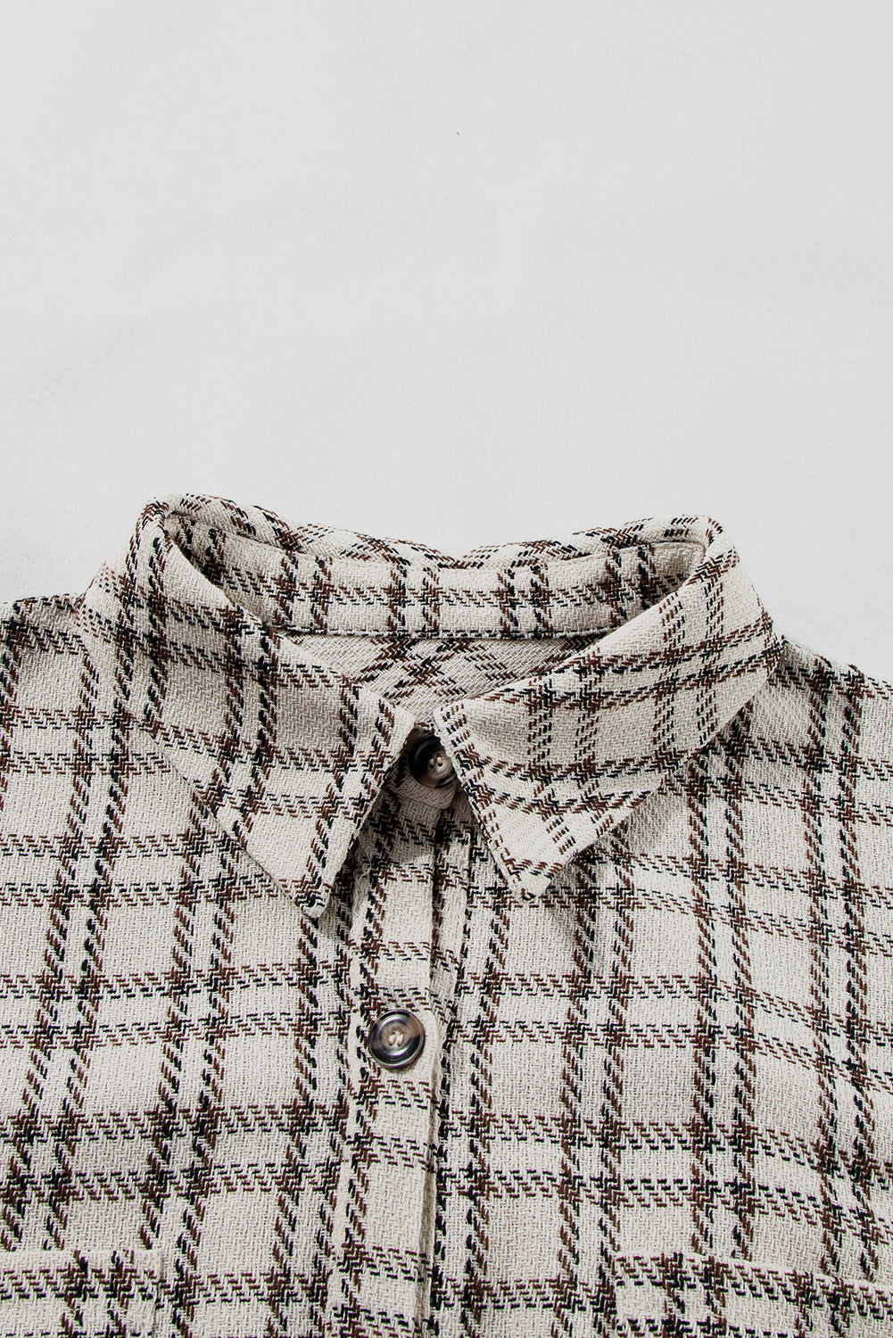 White Stripe Plus Size Plaid Buttoned Raw Hem Tunic Shirt Dress Plus Size Midi Dresses JT's Designer Fashion