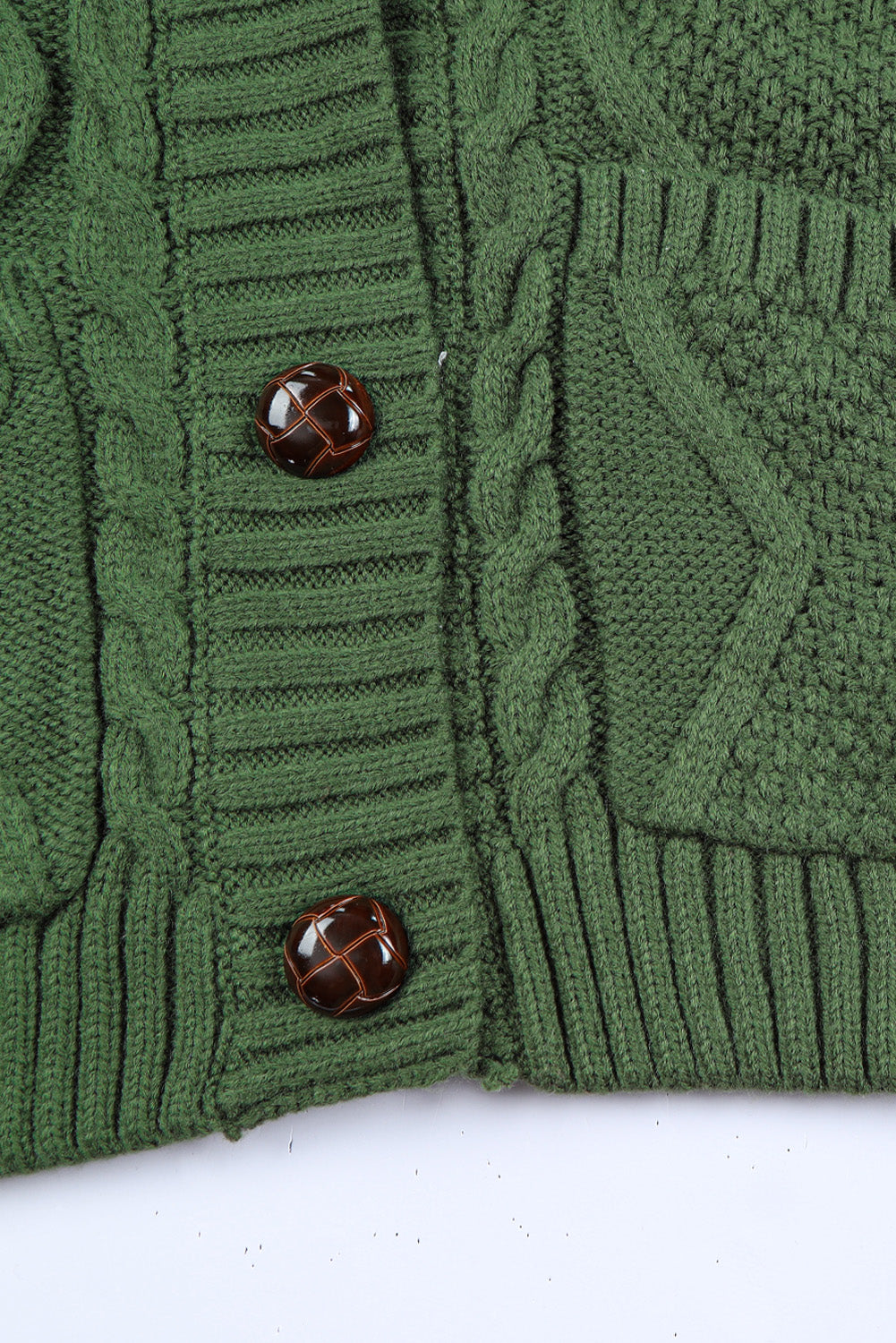 Green Front Pockets Buttons Textured Cardigan Sweaters & Cardigans JT's Designer Fashion