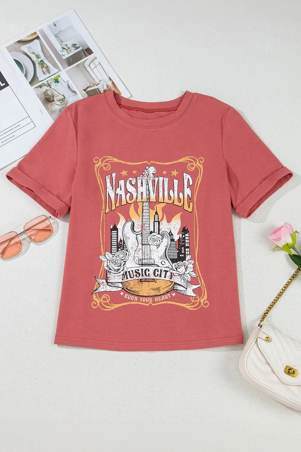 Mineral Nashville Music City Graphic Retro T-Shirt Graphic Tees JT's Designer Fashion