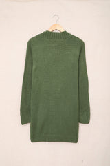 Green Front Pocket and Buttons Closure Cardigan Sweaters & Cardigans JT's Designer Fashion