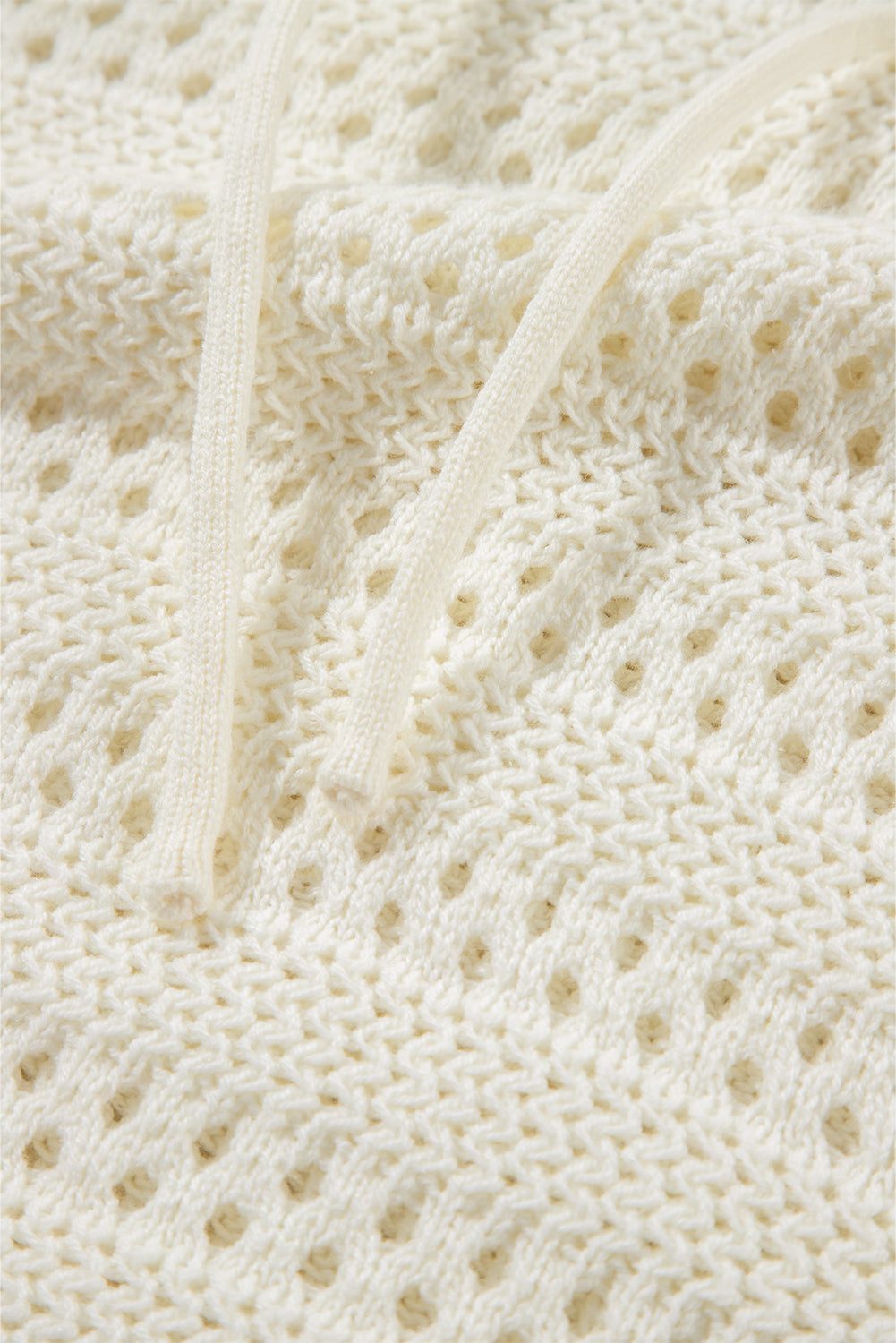White Pointelle Knit Raglan Sleeve Hooded Sweater Sweaters JT's Designer Fashion