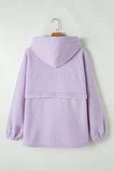 Lavendula Zipped Patch Pocket Fuzzy Drawstring Hoodie Sweatshirts & Hoodies JT's Designer Fashion
